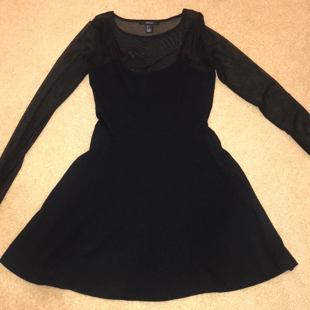 Sexy black mesh top dress